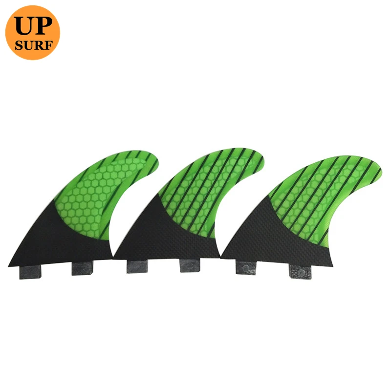 Sup Board Fins G5 Green Color Honeycomb Fiberglass Surfboard Double Tabs Fin Tri fin set for Surfing Water Sports