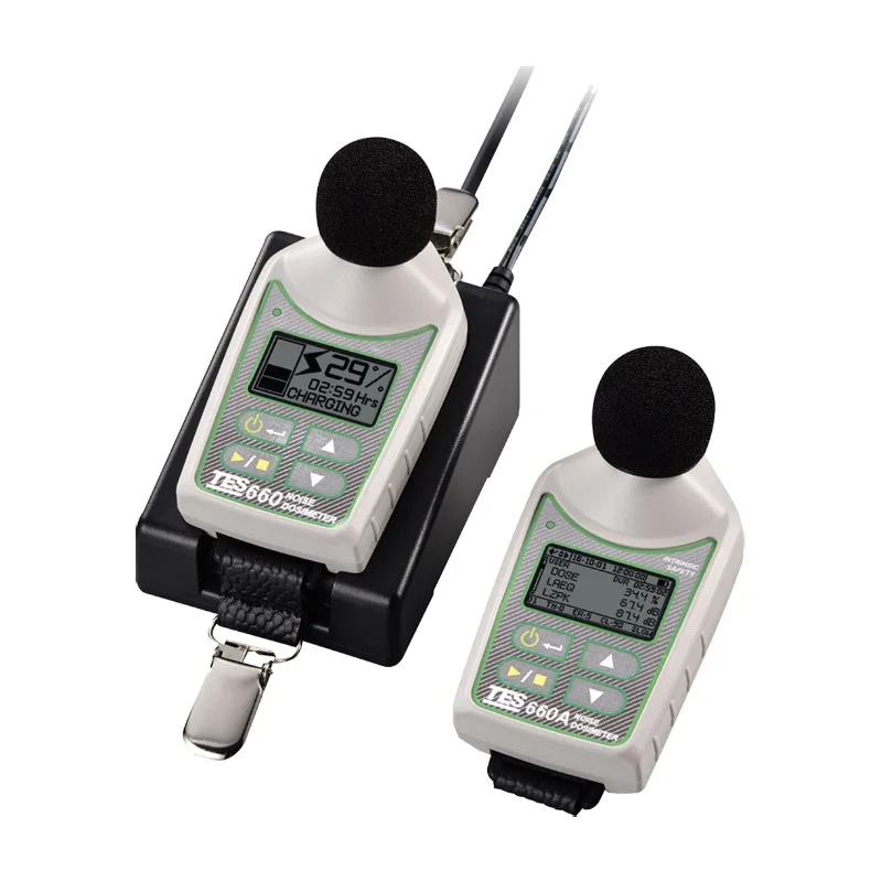 

Shoulder mounted noise dosimeter, wide dynamic range, noise monitor