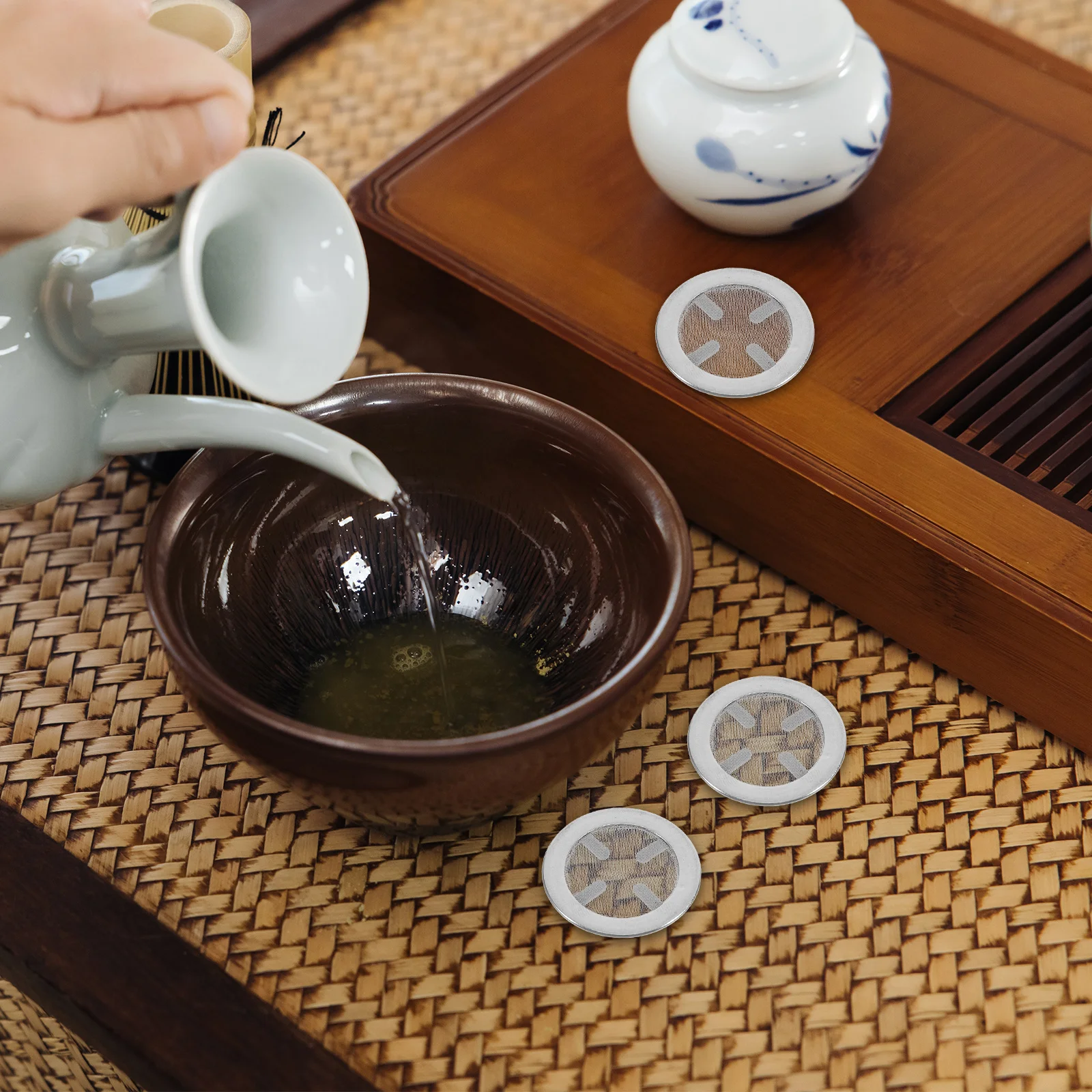 10 قطعة 3.4 سنتيمتر الفولاذ المقاوم للصدأ الشاي Infuser قابلة لإعادة الاستخدام شبكة مصفاة ل إبريق الشاي كوب تخمير اكسسوارات ورقة انحدار