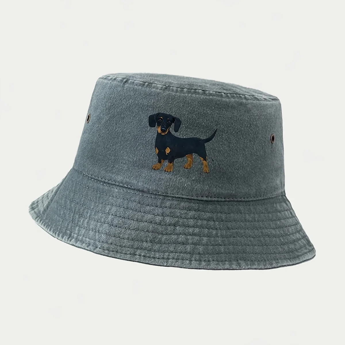 Realistic Dachshund Print Fisherman Hat, American Tropical Minimalist Casual Style Bucket Hat, Easy to Clean Comfortable Breatha