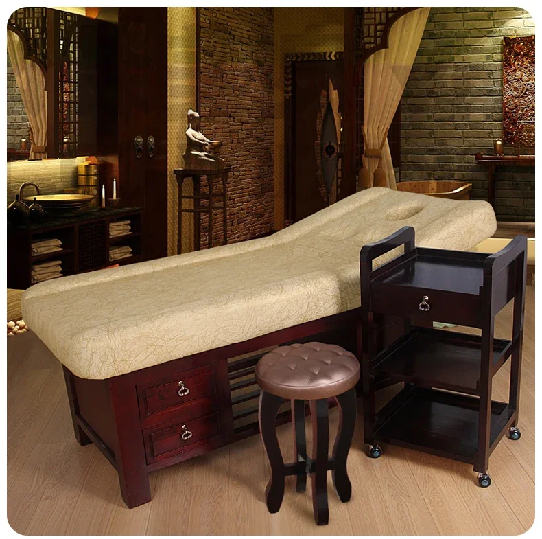 Solid wood beauty bed high-grade beauty salon massage bed massage bed folding home physiotherapy bed spa bed latex