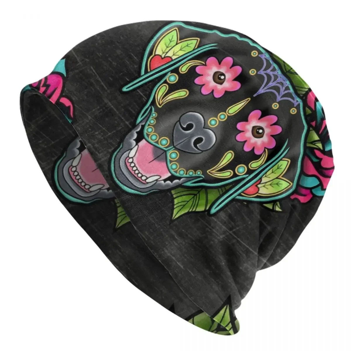 Day Of The Dead Labrador Retriever Bonnet Hats Cool Knitted Hat Autumn Winter Warm Sugar Skull Dog Skullies Beanies Caps