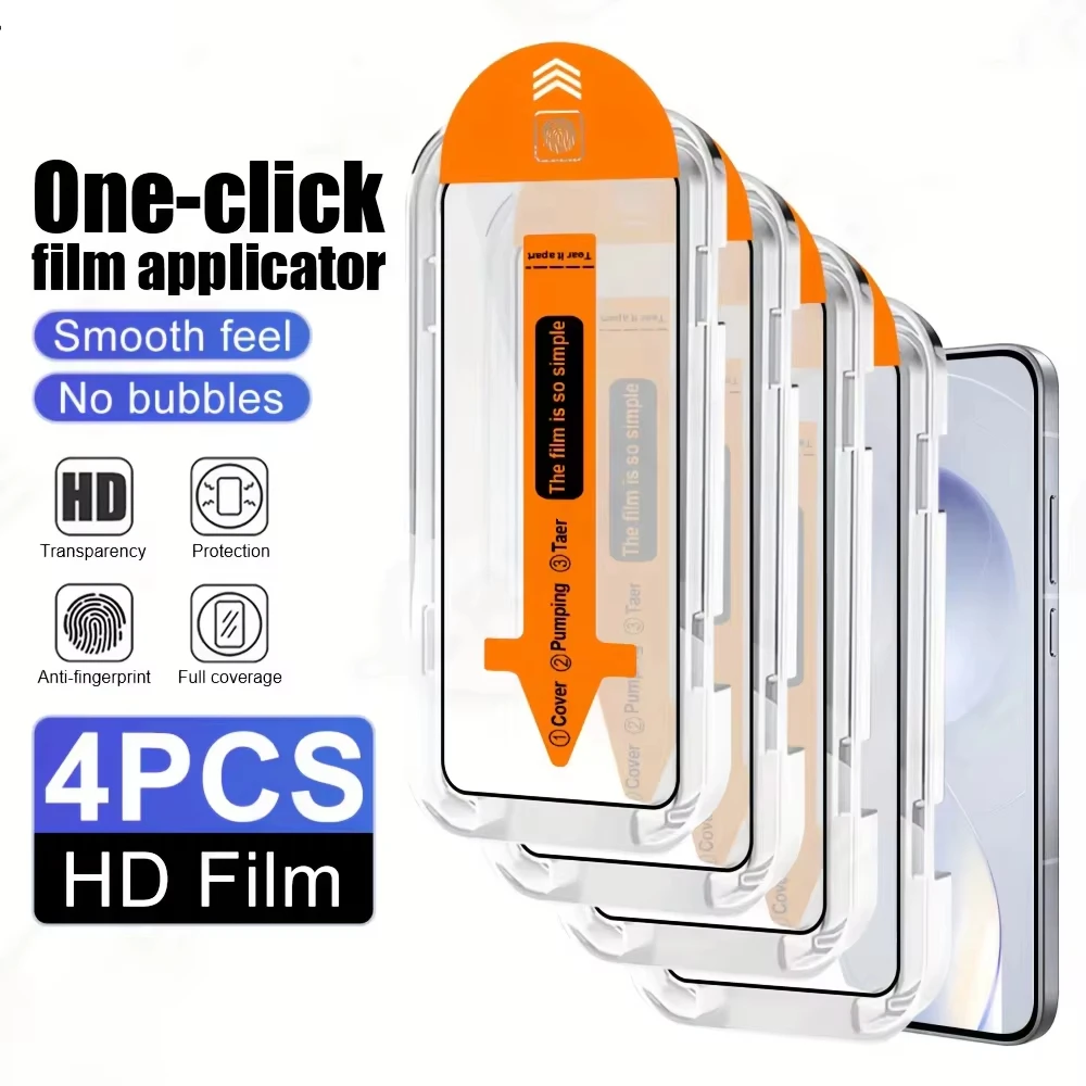 2/4PCS Bubble Free Dust Free HD Tempered Glass For Samsung A57 A56 A55 A35 A36 A16 A17 A26 A24 A15 A14 A13 A12 A71 A72 A73 A54