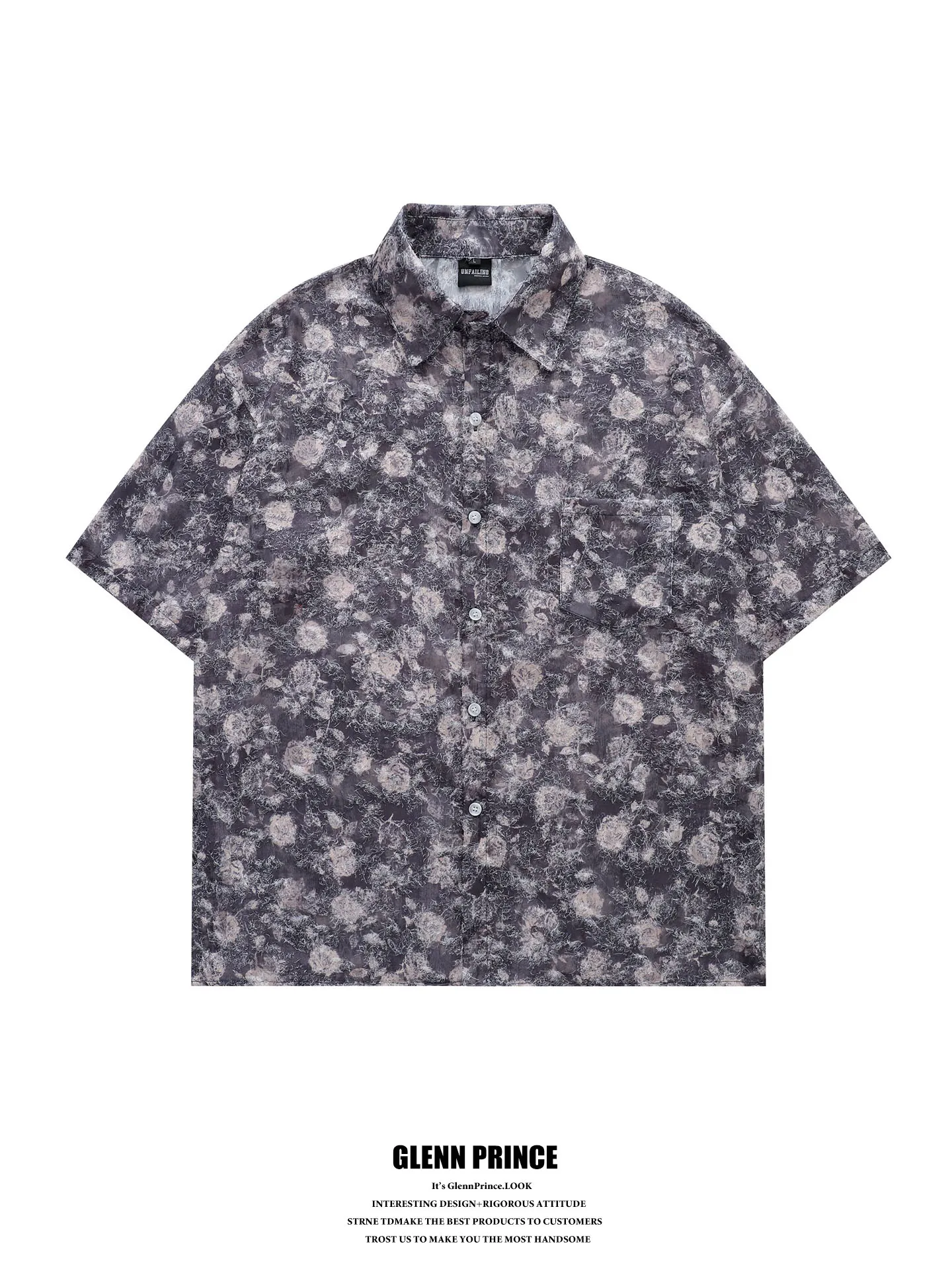 

GPstudio Retro Preppy Tassel Print Short Sleeve Men's Summer Unique Design Holiday Floral Shirt Casual Loose Fit Polyester