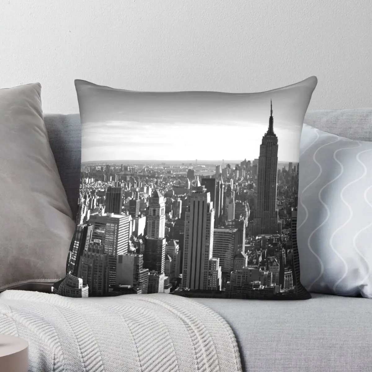 New York New York Pillowcase Polyester Linen Velvet Pattern Zip Decorative Pillow Case Car Cushion Cover 18