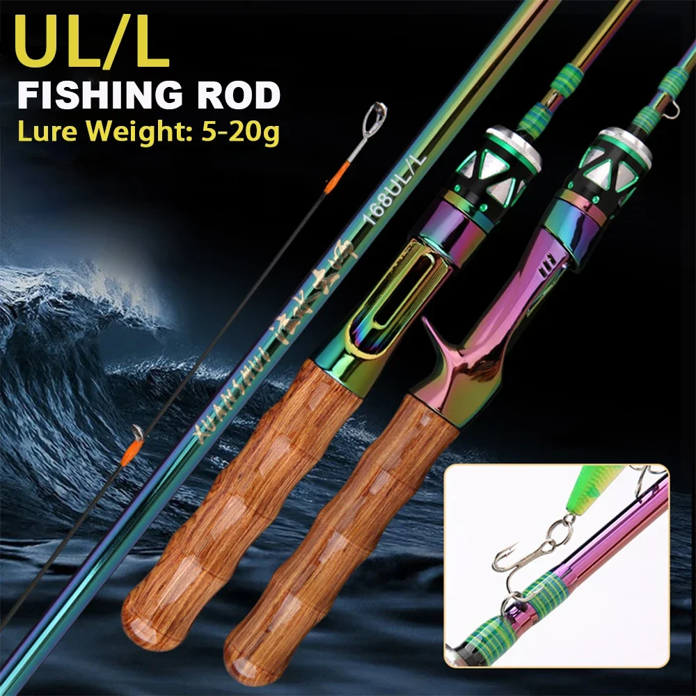 플라이 미끼 UL/L 스피닝 캐스팅 낚싯대, 초경량 2 섹션 1.68-1.8m 테스트, 송어 루어 낚시 민감한 솔리드 팁 5-20g