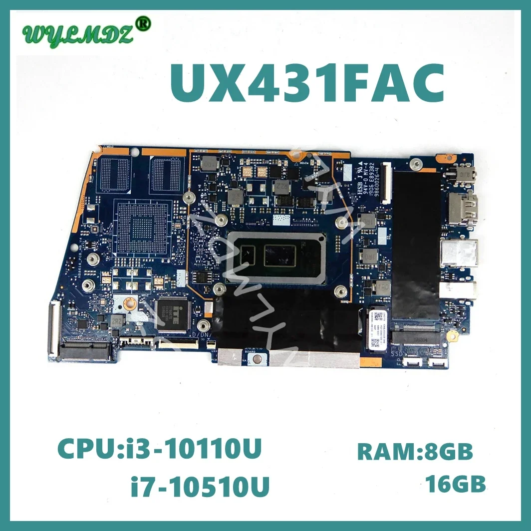 

UX431FAC i3/i7-10th CPU 8G/16G-RAM Laptop Motherboard For ASUS X431FA X431FN UX431FA UX431FN UX431FAC UX431FL UX431FLC Mainboard