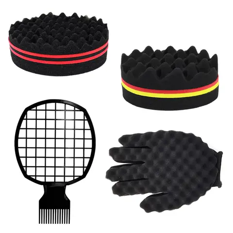 2 uds esponja de peine de pelo Afro Twist para hombres y mujeres cepillo de esponja de pelo rizado para peluqueros y peinado de cabello rizado personal