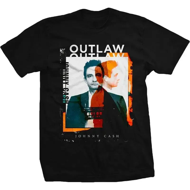 Men's Johnny Cash Outlaw Photo Slim Fit T-shirt XX-Large Black