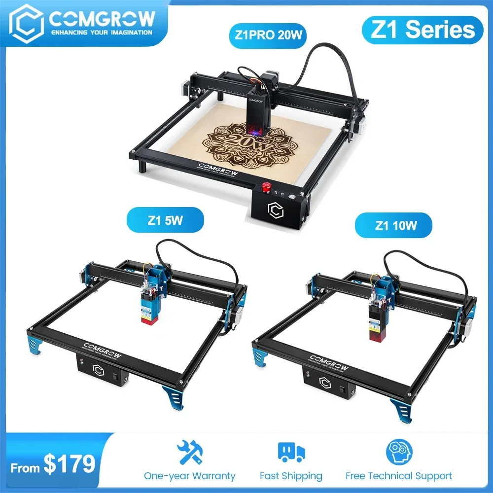 COMGROW Z1 5/10/20W Laser Engraver Desktop CNC Laser Engraving Cutting Machine DIY Woodworking Metal Acrylic CNC Router