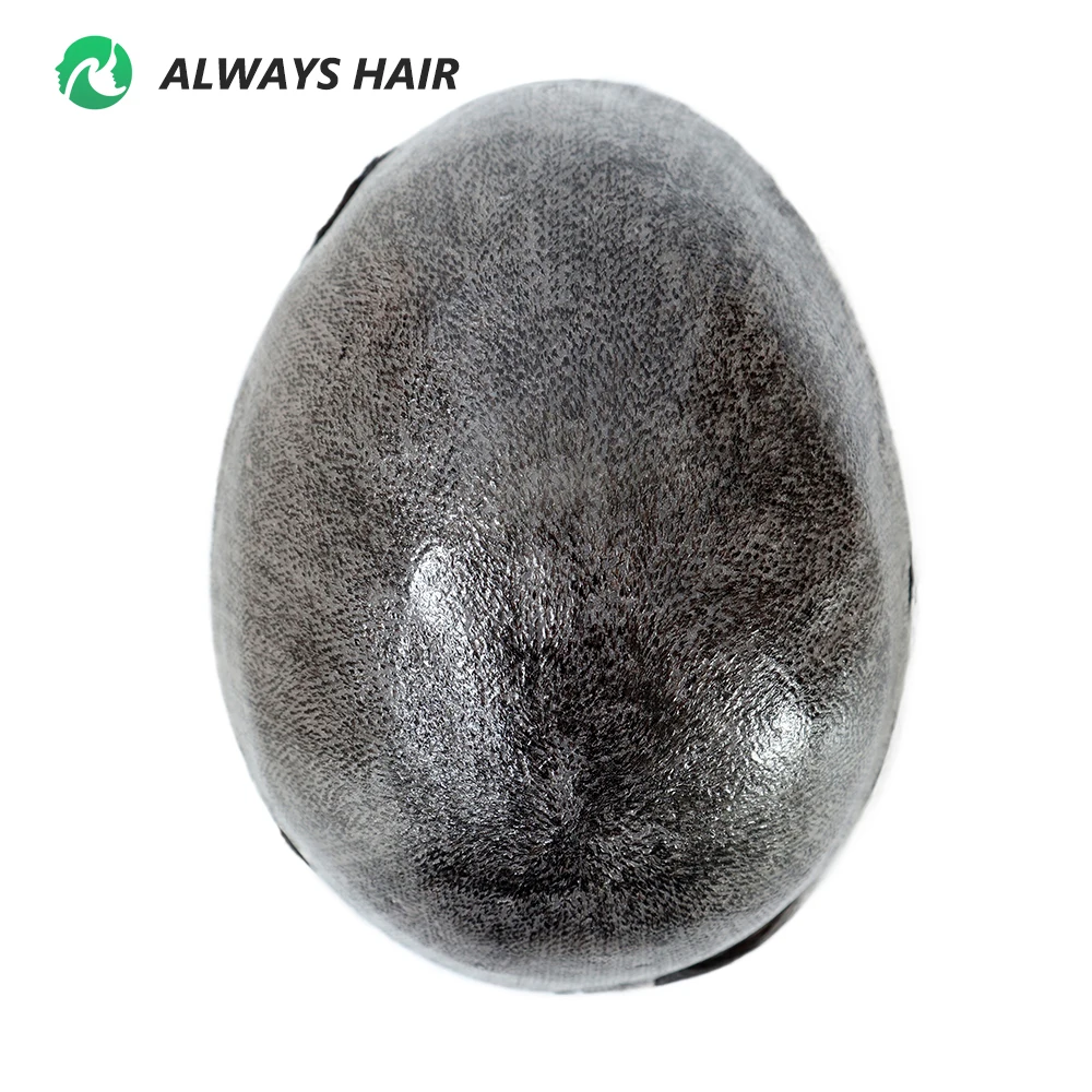 Men's Skin Base Toupee, Capillary Prosthesis, 130% Density, 0.12-0.14mm