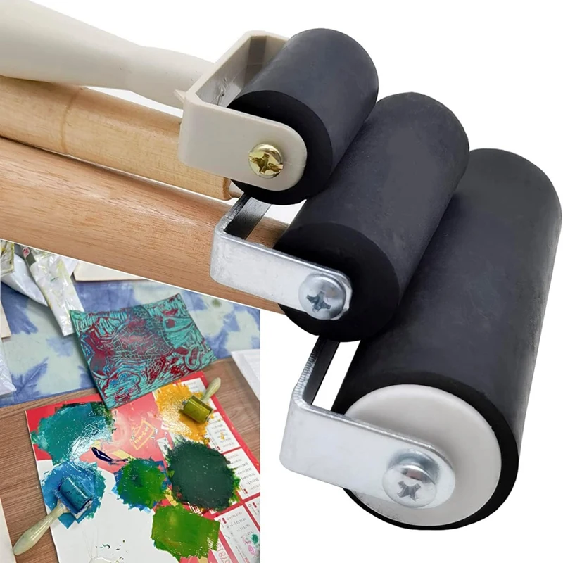 8 Pack Rubber Roller - Brayer Rollers With 3 Size For Crafting Brayer Rollers For Printmaking Brayer Tool