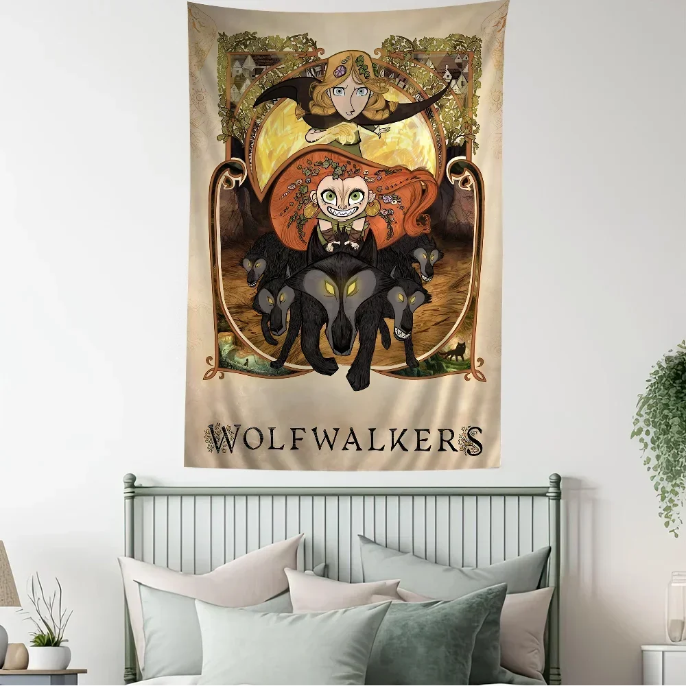 Wolfwalkers Printed Large Wall Tapestry Hanging Tarot Hippie Wall Rugs Dorm Home Decor