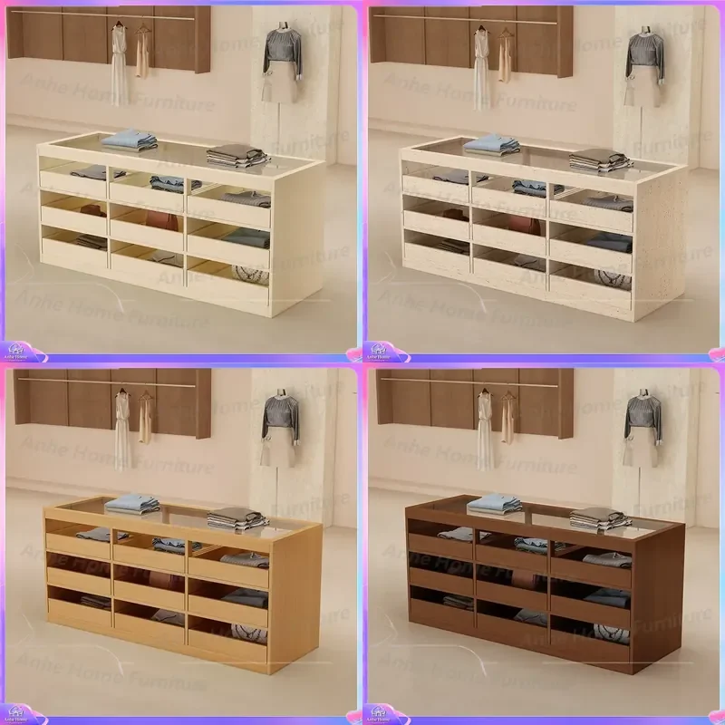 Modern Island Display Counter for Clothing Shoe Store Retail Shop Furniture Glass Showcase Central Stand Window Exhibition