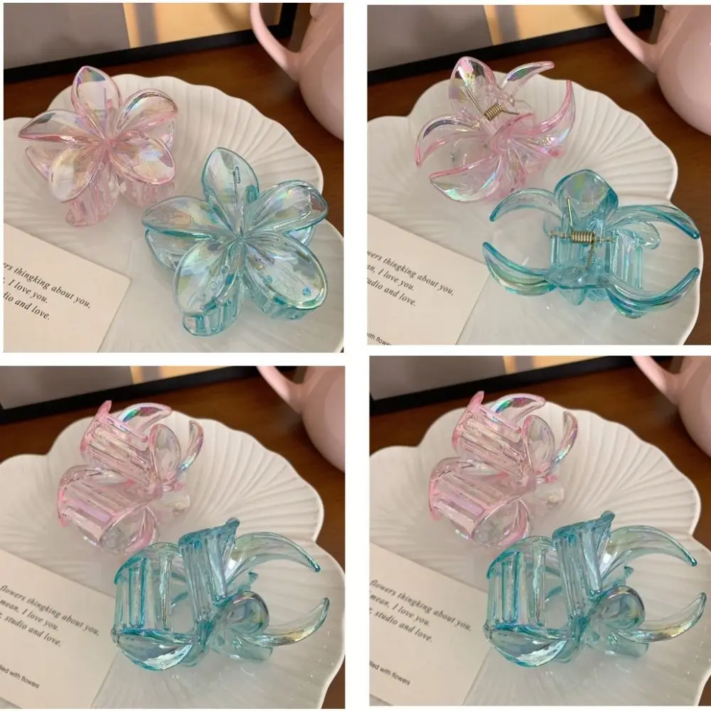 Transparent Shiny Flower Hair Clip Cute Sweet Large Hair Claw Vacation Festival Headwear Hair Accessories