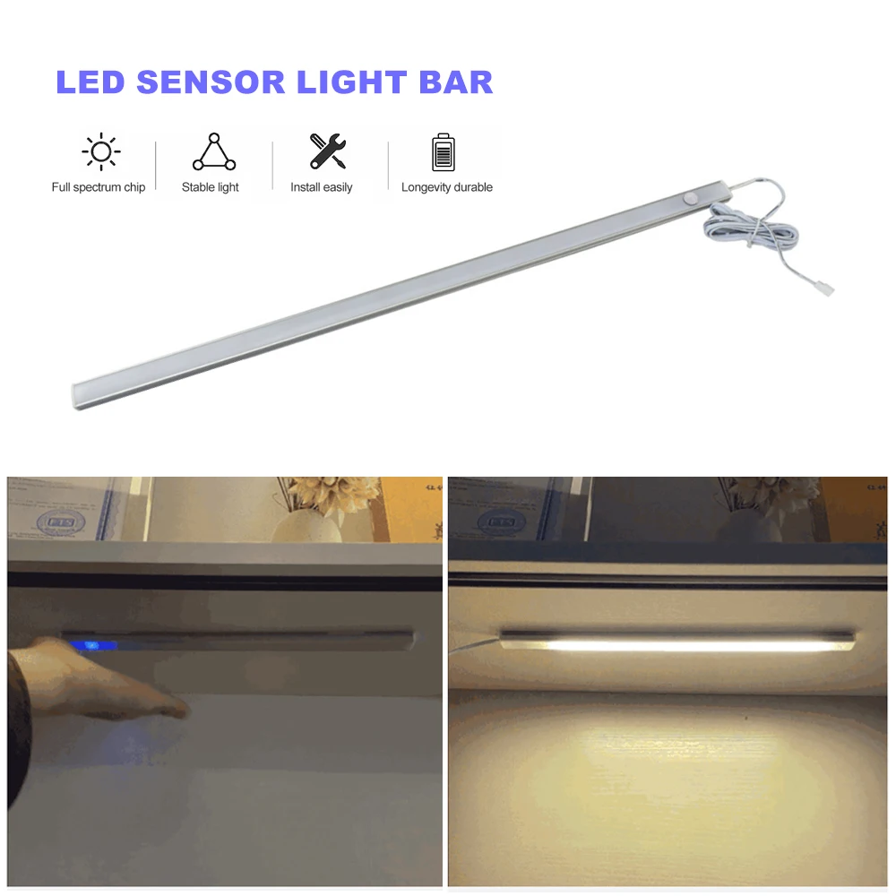 30CM 40CM 50CM Under Cabinet LED Light Bar 12V Touch Dimmer Switch Hand Scan PIR Motion Sensor Dimmable Kitchen Night Lamp