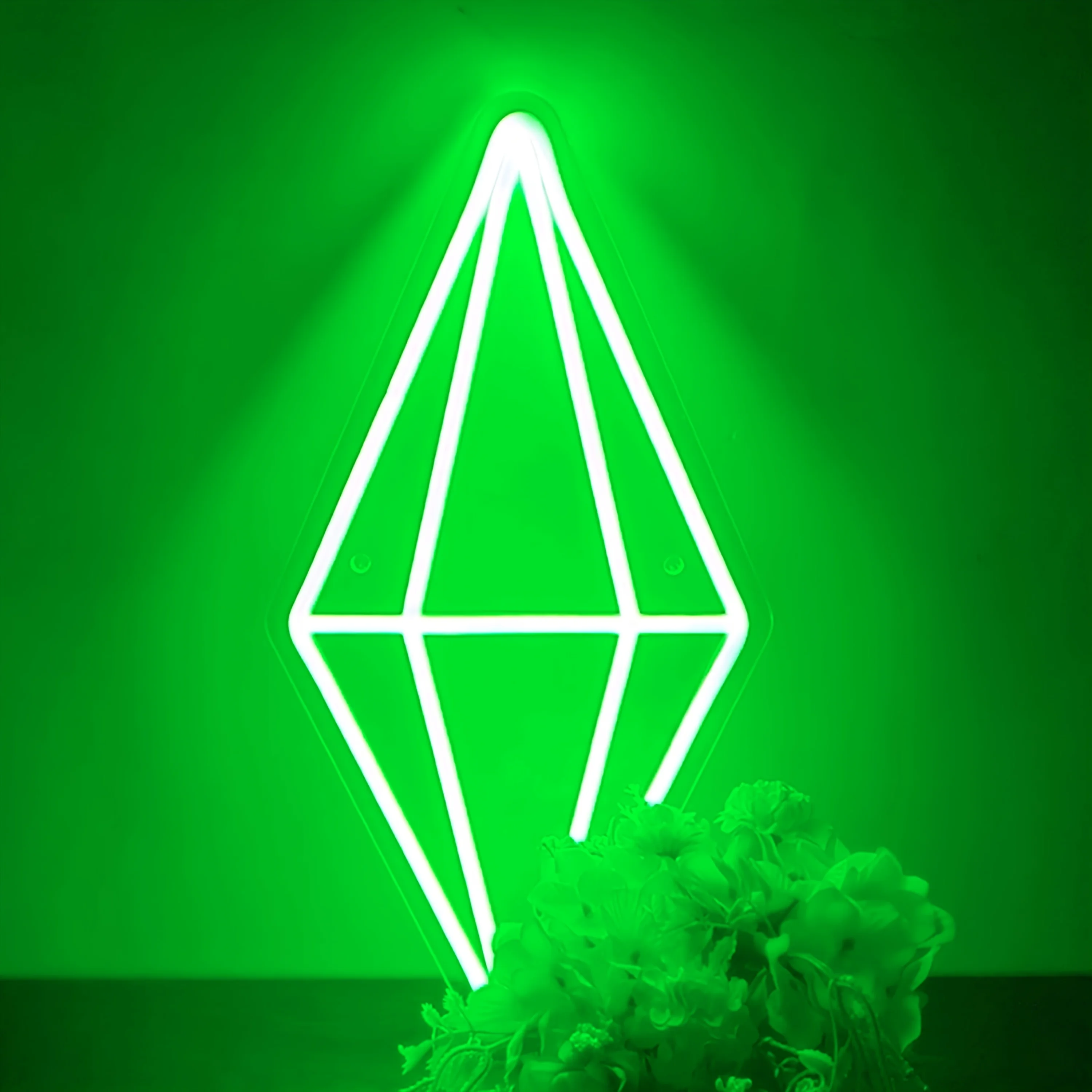 

Неоновая вывеска Green Diamond для бизнеса, неоновые светильники абстрактной формы для спальни, игровой комнаты, минималистичный декор для комнаты, подарок