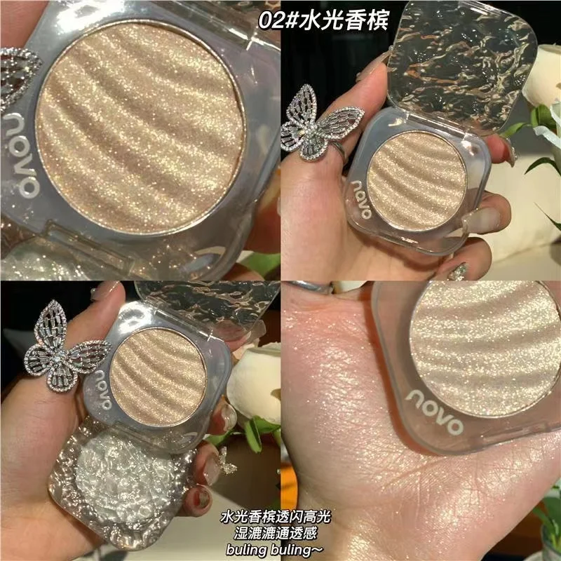 Diamond Glitters Sculpture Highlighter Powder Palette Long-Wearing Shimmer Facial Highlight Face Illuminator Soft Glow Makeup