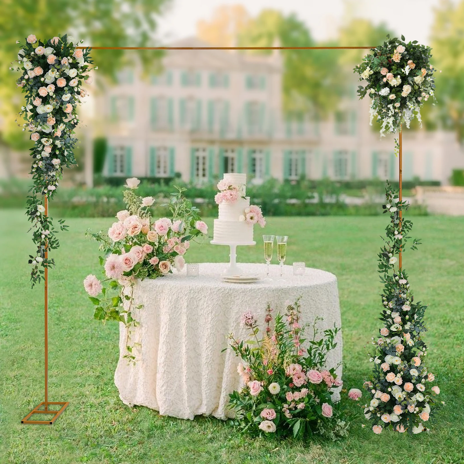 

Metal Flower Balloon Frame Square Wedding Arch Backdrop Metal Stand Decor