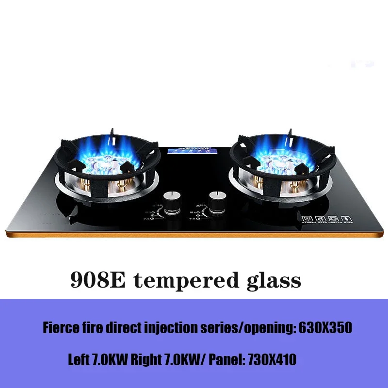7.0Kw Large Firepower Embedded Natural Gas Stove Liquefied Gas Stove  Household Stainless Steel  Dual-Burner Gas Stove GH908