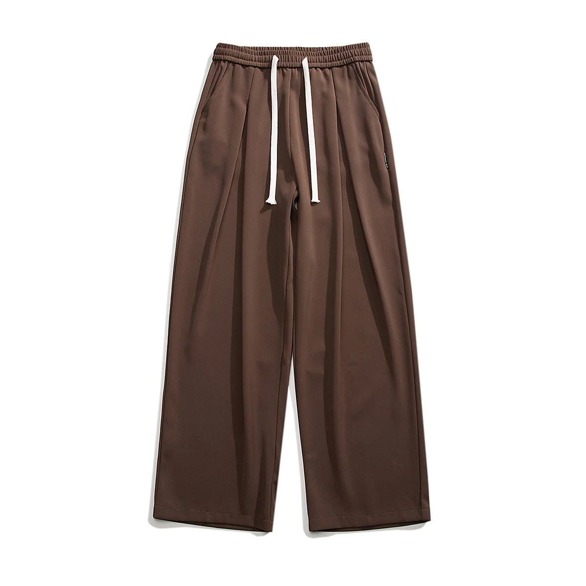 Spring Summer Coffee Casual  Ice Silk Pants Men\'s Trend Solid Pants Men Drape Mopping Pants Straight Loose Wide-leg Trousers