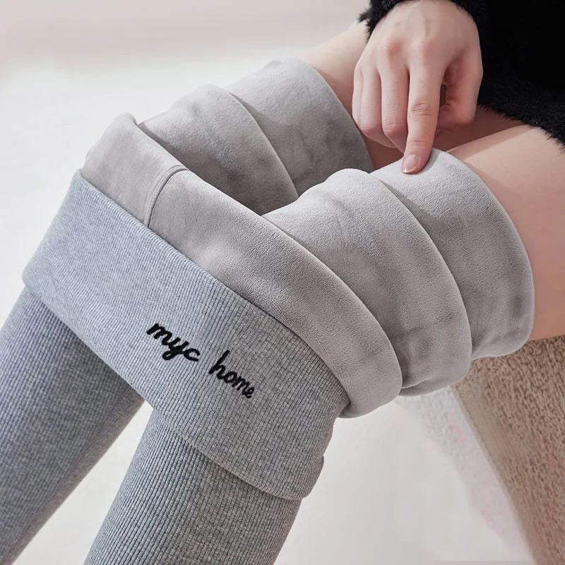 

Серые утепленные флисовые леггинсы с высокой талией для женщин, осенне-зимние, эластичные, теплые, хлопковые брюки-капри