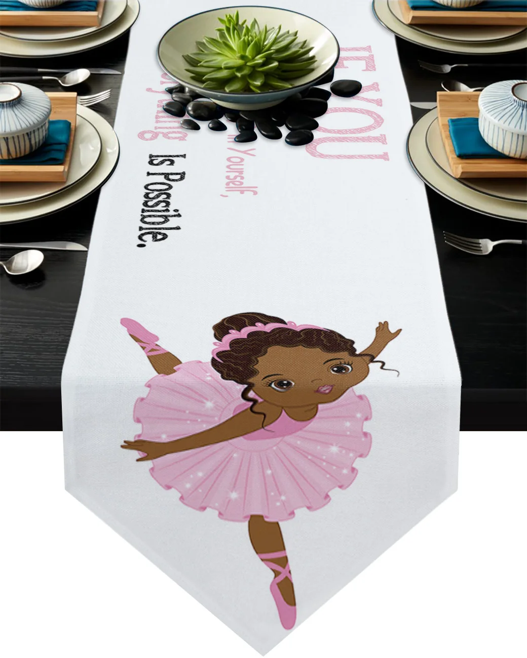 

Pink African Ballet Girl Inspirational Modern Table Runner Wedding For Party Event Home Decoration Table Mat Decor Accessories