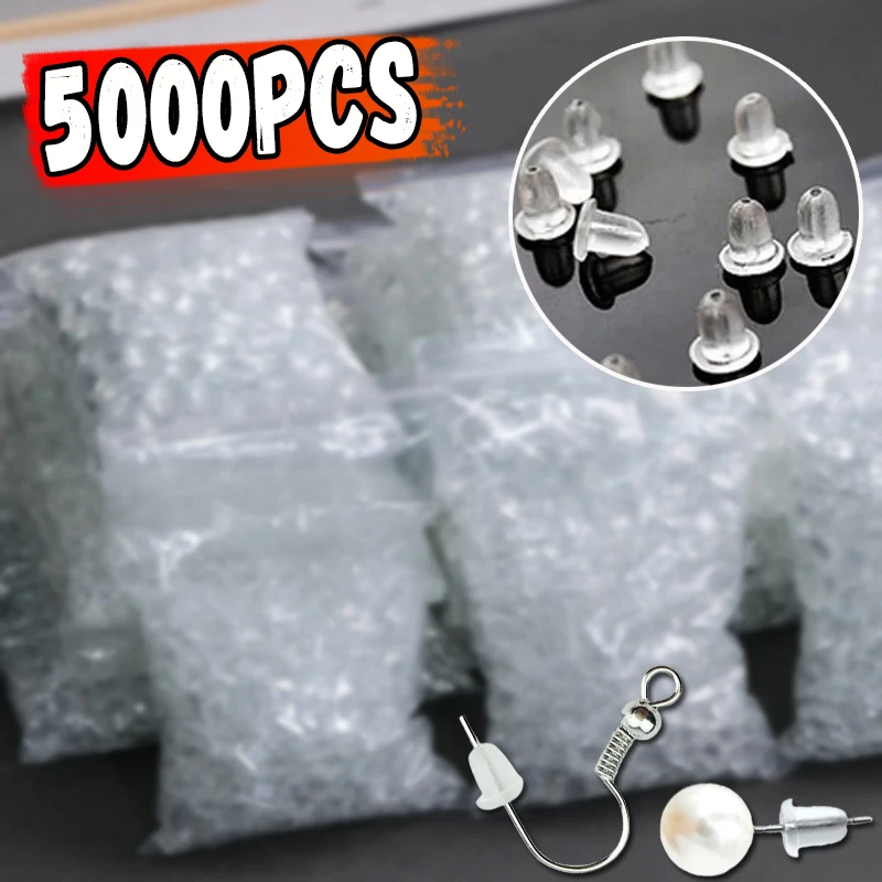 5000pcs Rubber Earring Back Silicone Round Ear Plug Blocked Caps Earrings Back Stoppers For DIY Earring Parts Jewelry Making