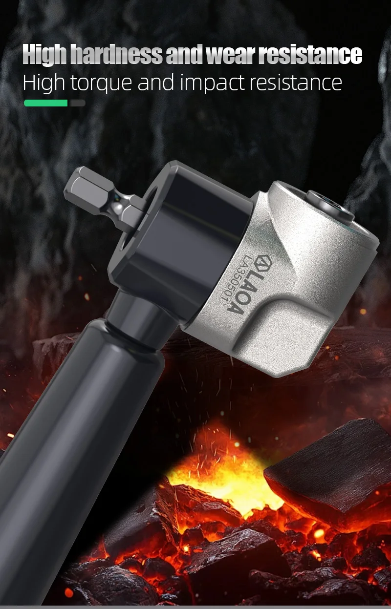 LAOA 90 ° /180 ° Bit-Eckadapter & Flexibler Schaft 1/4 Zoll Sechskant-Schlagschrauber-Winkeladapter für enge Räume Schraubendreher-Verlängerung – Detail 5