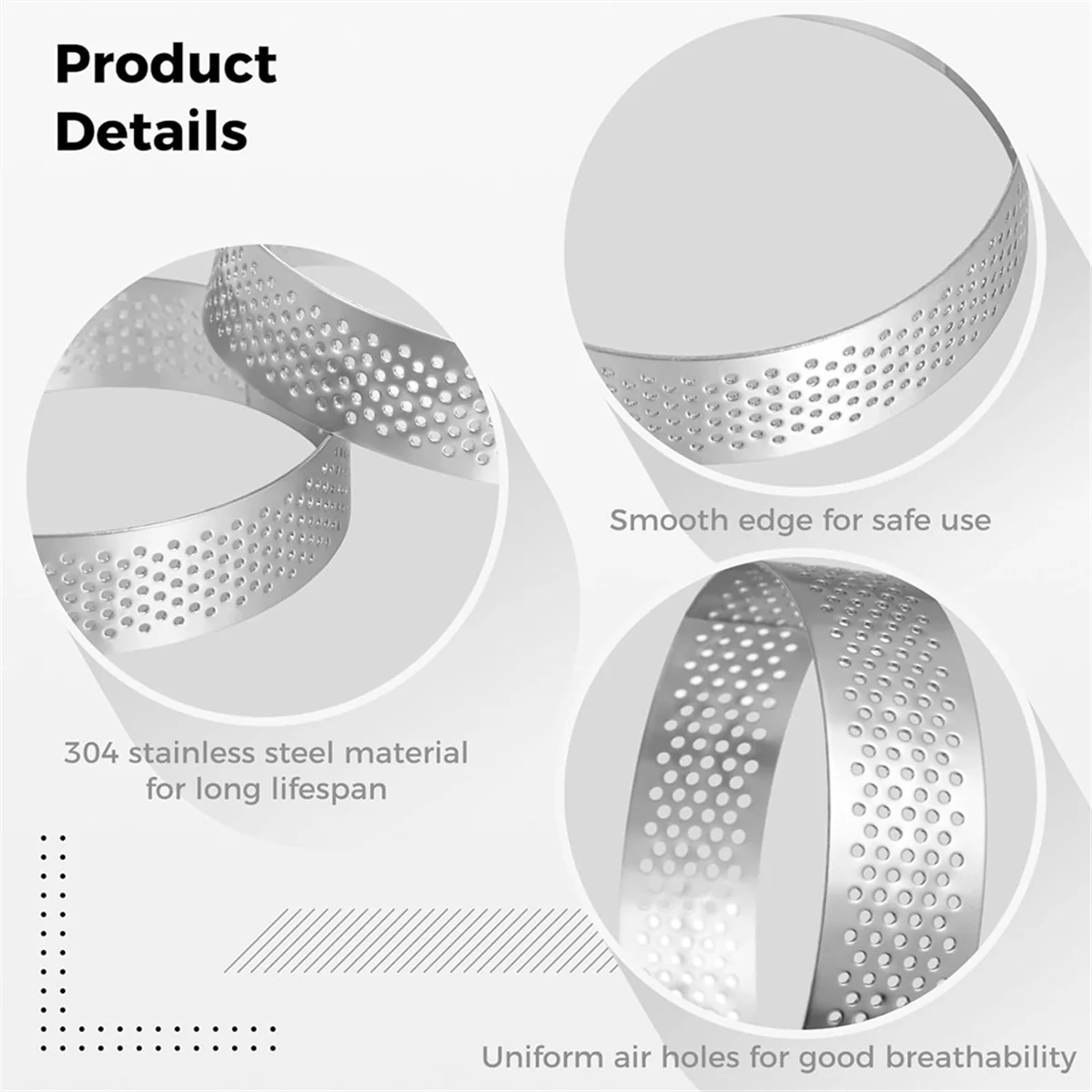 20 Pack Perforated Tart Rings, Nonstick Round Cake Ring, Round Mousse Cake Ring Stainless Steel, Baking Dessert Ring