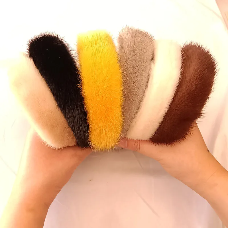 

2024 Luxury Winter Real Mink Fur Headband High Quality Genuine Mink Fur Fashion Hair Hoop Women Wholesale Yellow Hair Bands