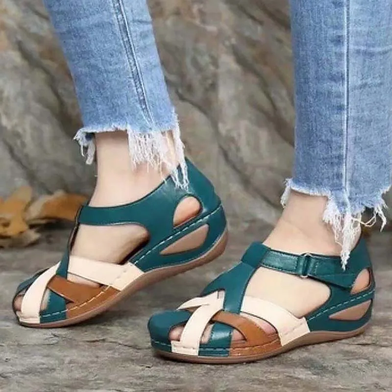 Open Toe Women Summer Fashion Retro Plus Size Shoes For Women Wedges Classics Buckle Sandals Women Zapatos De Mujer Footwear