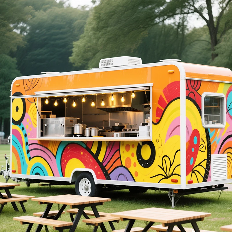 Mobile Food Trailer Catering Trailer Mobile Kitchen with Pizza Oven for Wood Fired Pizza Food Service Customized High Quality