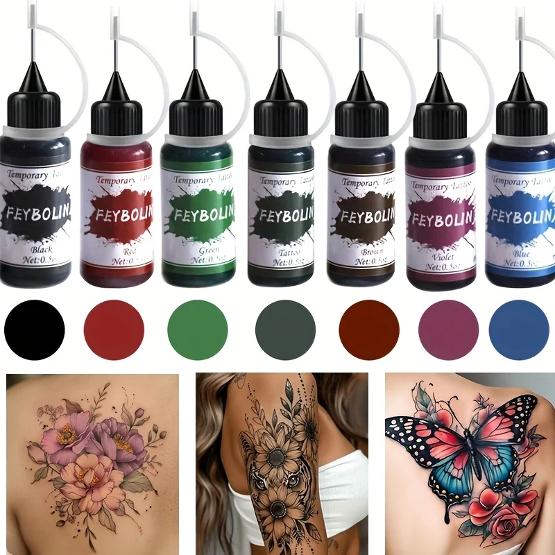 7 Colors Tattoo Cream Juice,Painless Tattoo Body Art Painting Cream for Long-Lasting and Vibrant Tattoos Not Easy to Fade