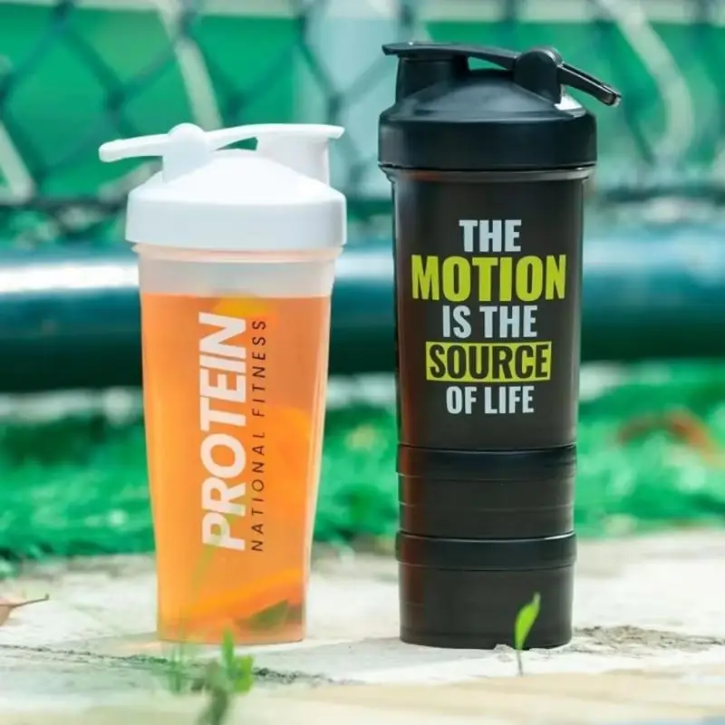 Portable Shaker Bottle BPA Free With Measurement Markings Anti Slip for Fitness Enthusiasts Protein Meal Replacement