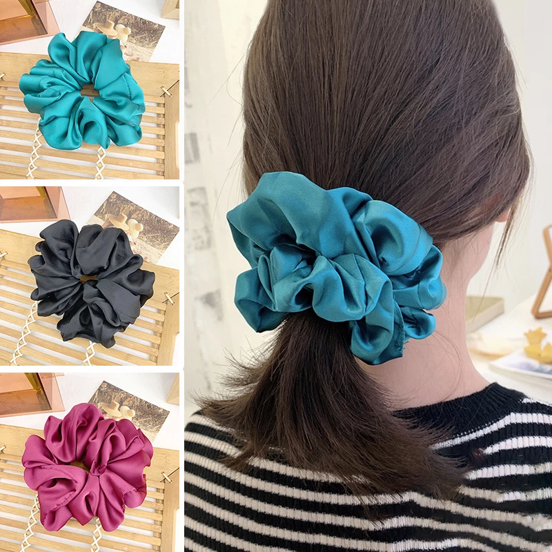 Fashion Black White Big Oversize Scrunchie for Women Girls Headwear Elastics Rubber Band Hair Ties Gum Chouchou Cheveux Femme