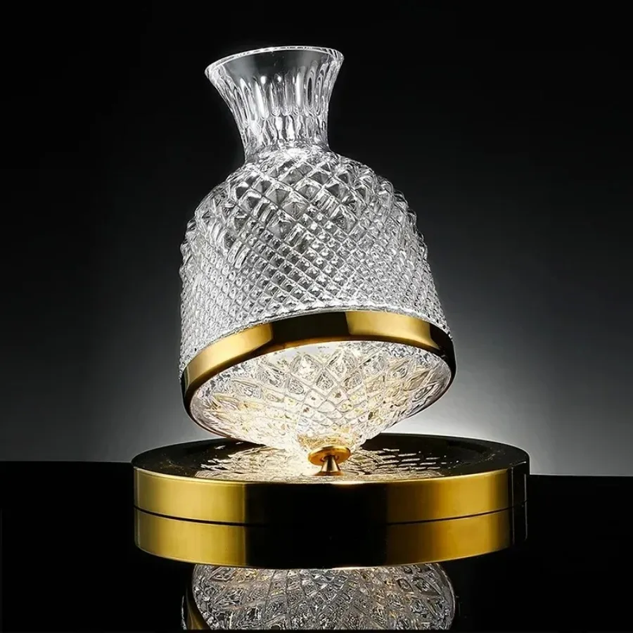 360 Rotating 1500ml Wine Decanter Tumbler Barware Crystal Glass Bottle Wine Aerator Mirror Jug Bar Decor Decanter Dispenser