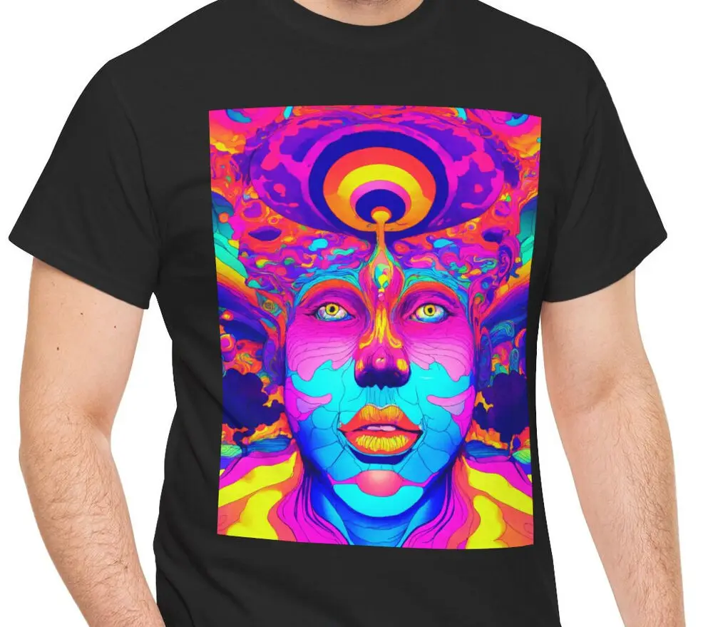 Psychedelic Trippy Hippy Colorful Graphic Art Men's T Shirt Tee Cotton Graphic T-shirts For Men Clothing Women Short Sleeve Tees