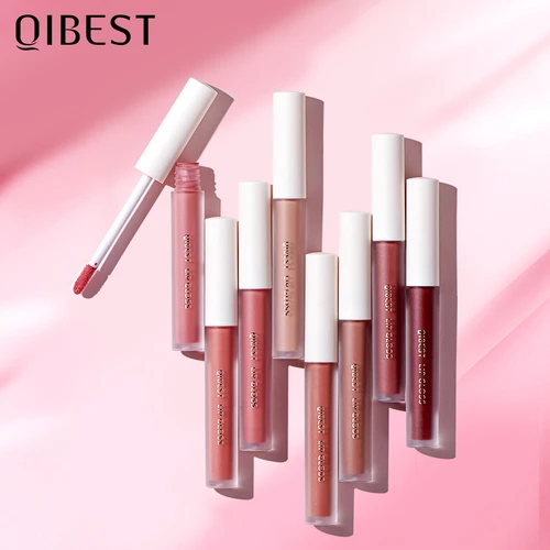 Imagen 2 del producto Maquillaje lápiz labial líquido mate resistente al agua brillo de labios duradero terciopelo Mate lápices labiales rojos desnudos brillo de labios maquillaje pinceles cosméticos