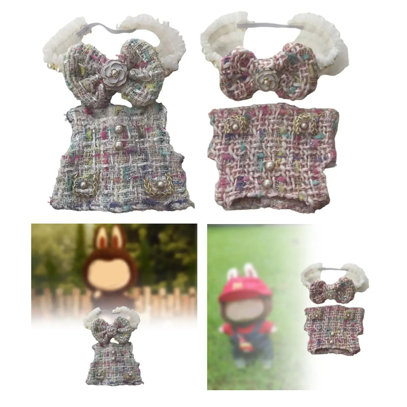 Abito senza maniche per bambola di peluche per bambola da 6,69 pollici Puntelli per foto Immaginazione per bambini Regalo di compleanno Vestire vestiti per bambole per ragazza