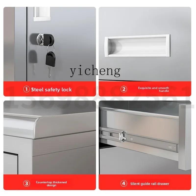 r5.13  Thickened Stainless Steel Table Purification Workshop Laboratory Lockable Workbench Cashier Desk Computer Desk