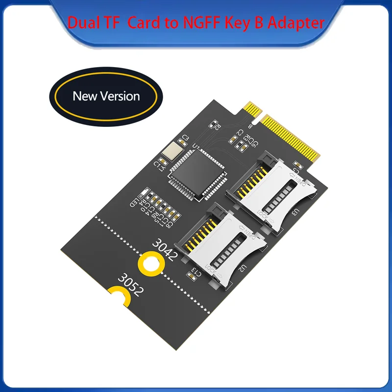 Duale Micro-SD-Karte, TF-Karte auf NGFF M.2-Key-B-Adapter, unterstützt USB-Bus, kein SATA-Bus, unterstützt M.2-Key B im Format 3042/3052