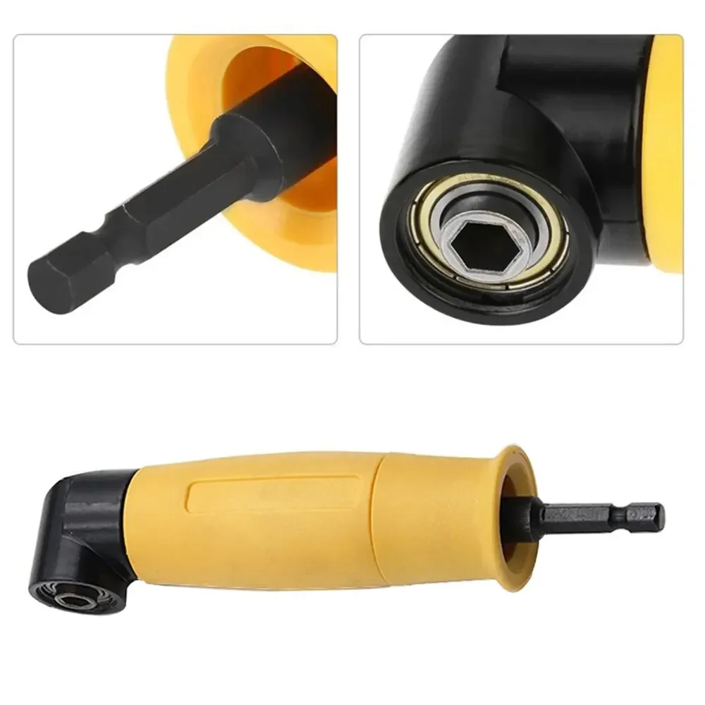 1pcs Hexagonal Handle Yellow 90 Degree Extended Corner Tool Right Angle Screwdriver Connecting Rod Electric Tool Accessory