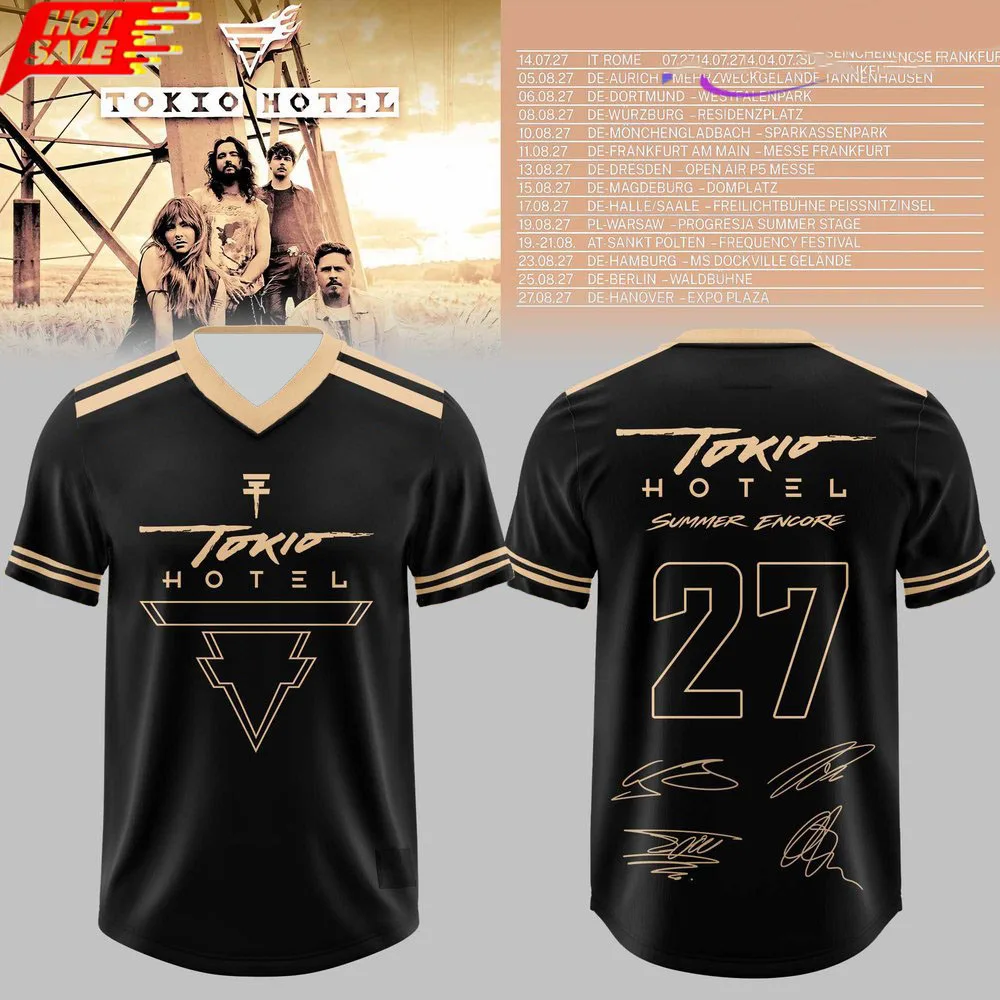 Tokio Hotel Summer Encore Tour 2027 Jersey V-neck Short Sleeve Summer Unisex Streetwear Tees Loose Full Print Merch T-shirt Male