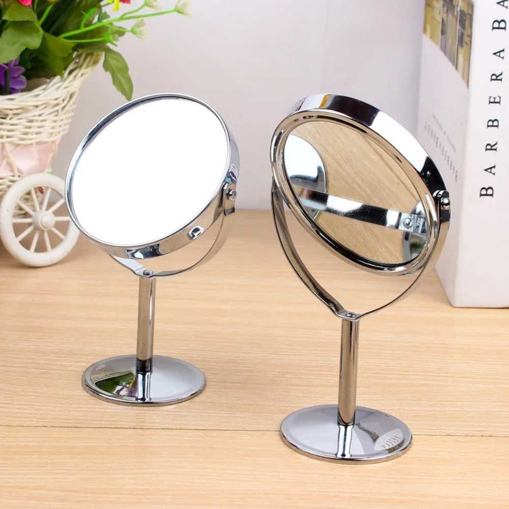 360° Rotatable Double Sided Vanity Mirror 1:2 Magnifying Iron-carbon Alloy Desktop Stand Mirror Direct Color Simple