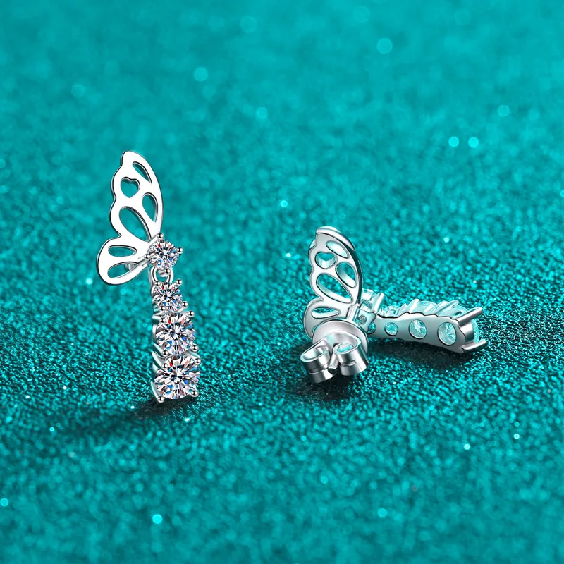 الفاخرة البلاتين Pt950 خمر 18 كيلو الذهب الأبيض إسقاط أقراط للنساء AAA 1.24ct مويسانيتي حجر مجوهرات الحفلات هدية #2