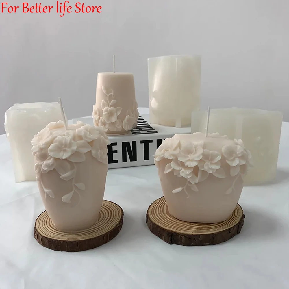 

1PCS Rattan Flowers Silicone Candle Mold Gypsum form Carving Art Aromatherapy Plaster Home Decoration Mold Wedding Gift