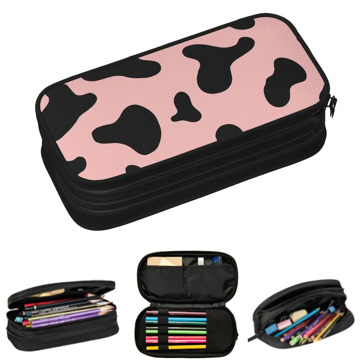 

Cartoon Cow Animal Pattern Pencil Cases for Students School Pen Box Pencil Bag Large Capacity Pencil Pouch
