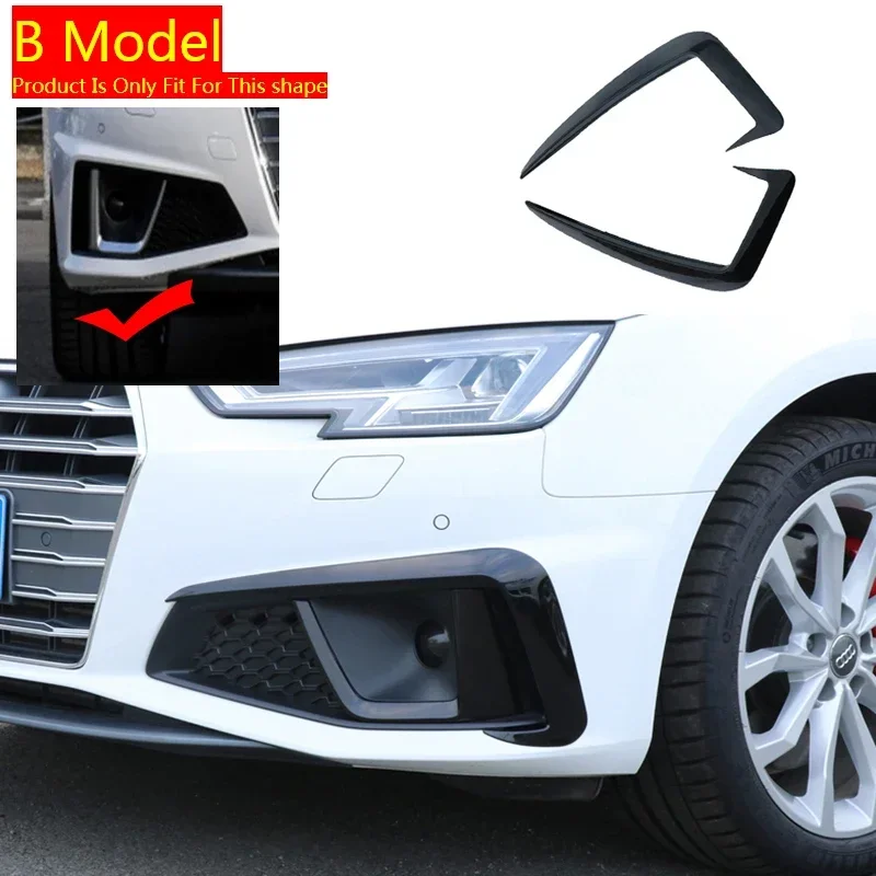 Car Styling Front Fog Lamp Wind Knife Cover Strips Trim For Audi A4 B9 2017-2019 Spoiler Air Knife Exterior Modified Accessories image 3
