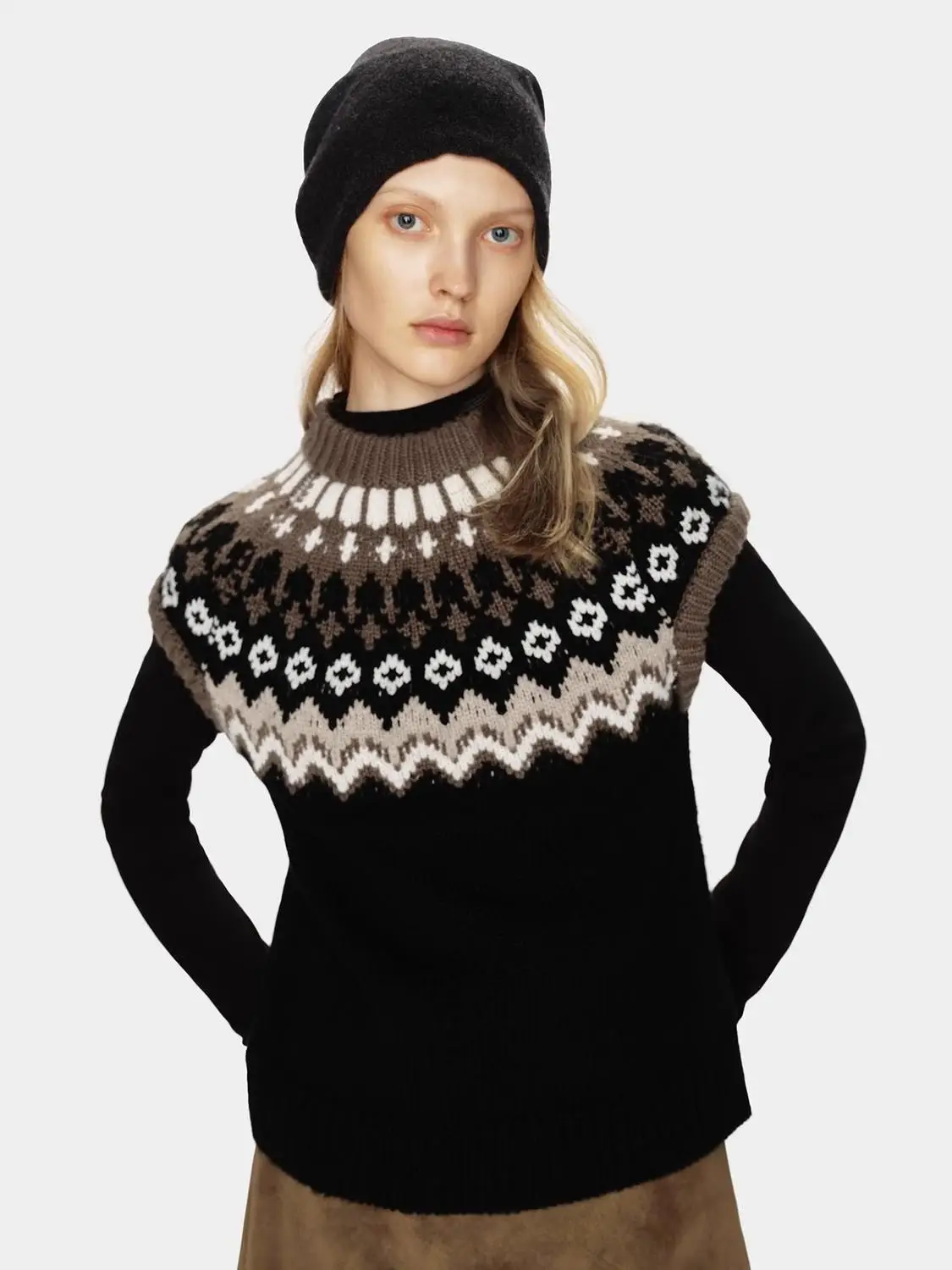 

Retro Color Blo Knitted Vest Women's Svel Sweater Inner Wear Layering Slimming Top for Autumn Winter Commute Sle